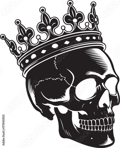 Halloween skull with crown silhouette spooky vector