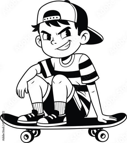 Cartoon boy with a skateboard