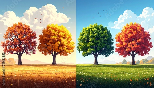 Four Seasons in One A Vibrant Tree Through the Year