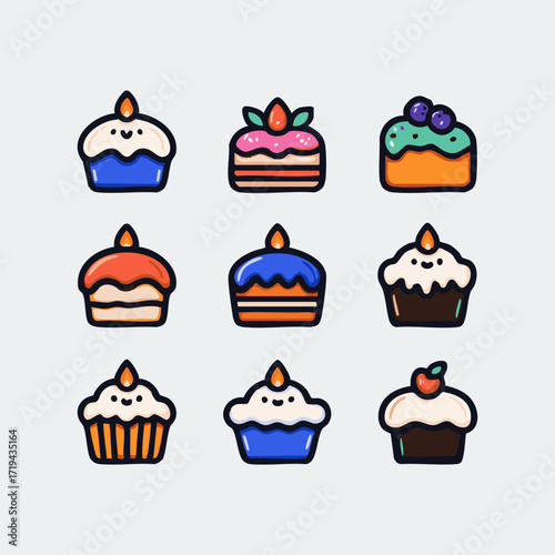 Tasty Cupcake Cartoon Illustration Pack