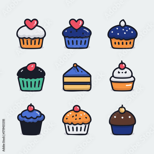 Adorable Cupcake Cartoon Bakery Set