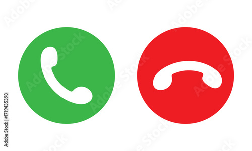 Call Accept and Reject Icon: A simple yet vibrant graphic showcases the classic phone icons, symbolizing the essential choices of answering or declining a call.