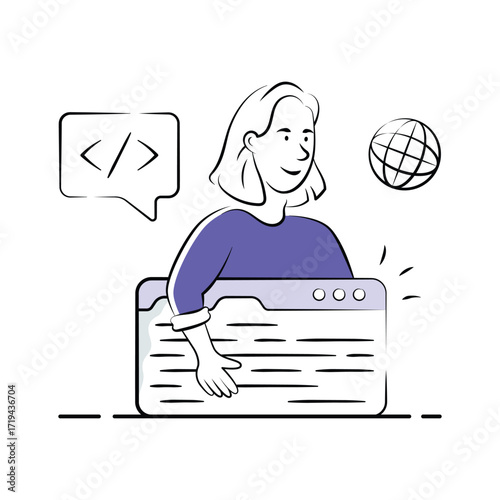 Creatively crafted amazing illustration of website development, ready to use vector