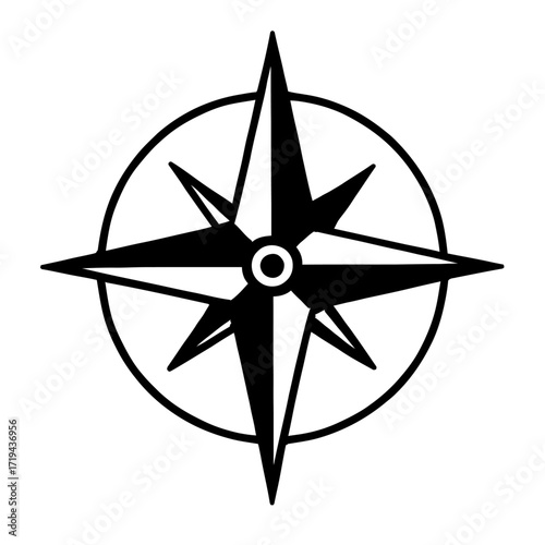Compass Rose Silhouette Icon Vector - Graphic Symbol for Travel and Direction