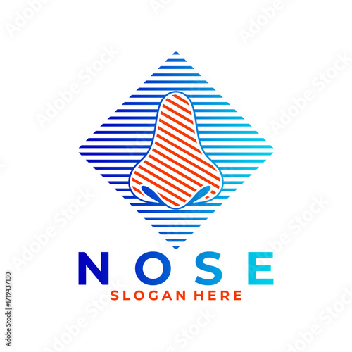 Nose monogram logo design vector template. Modern nose logo