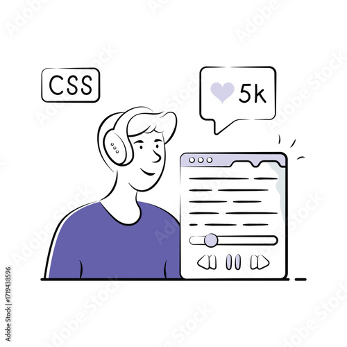 Video Tutorial Illustration with CSS Learning and Online Training