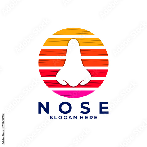 Nose logo design icon. Nose emblem logo vector template
