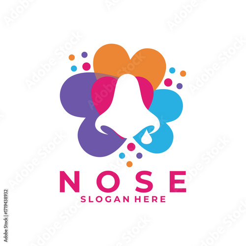 Nose care logo design vector. colorful runny nose logo design template
