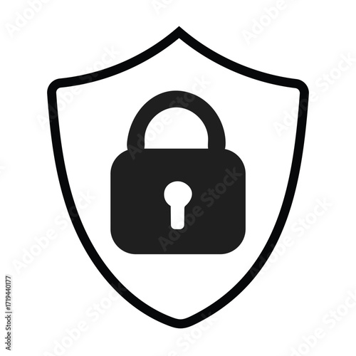 Secure Symbol: A strong shield, elegantly crafted, serves as a protective barrier. An emblem of security and privacy, with a central lock, offering a representation of safety and digital assurance.