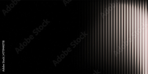 Reeded glass trendy modern geometric background with blur monochrome warm gradient in black and white. Ribbed vertical stripes futuristic vector illustration