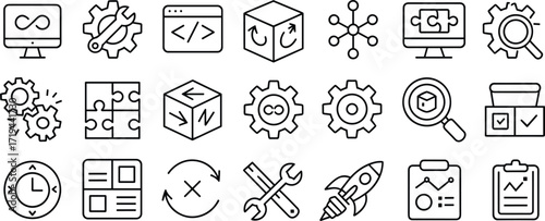 Technology And Development Icons Vector Set Keywords: technology, development, programming