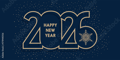 Happy New Year banner with modern numbers design 