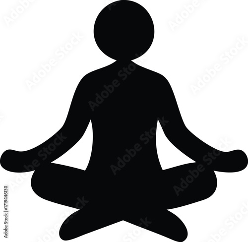 Yoga woman silhouette vector illustration of a person meditating in lotus pose