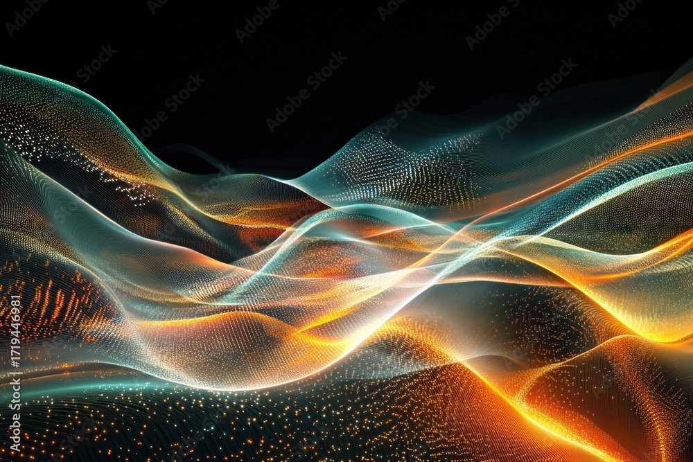 Fototapeta premium Glowing abstract colorful wave artwork