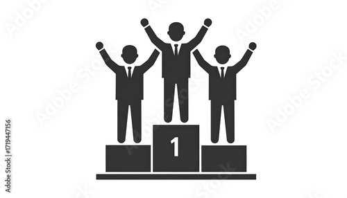 Triumphant achievers on the pinnacle of success