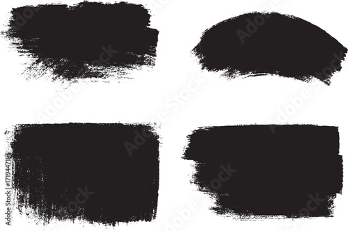 Set of rolled ink stroke brushes. High quality full page brushes texture.