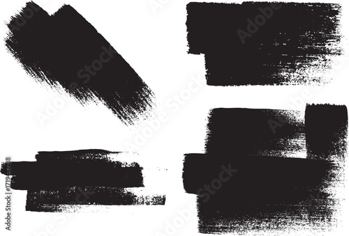 Set of rolled ink stroke brushes. High quality full page brushes texture.