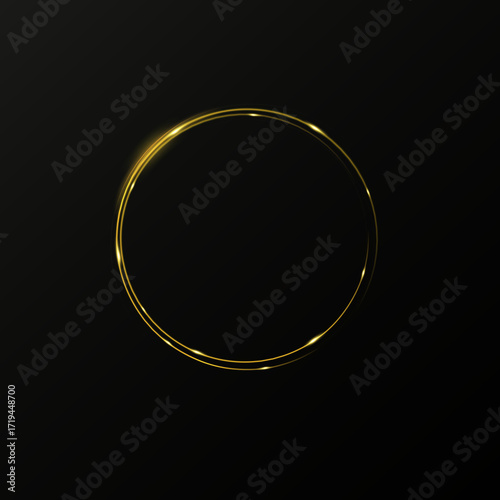 Month made of gold particles.shining sparkles.Frame.Vector image of a golden sparkling circle of stardust.	
