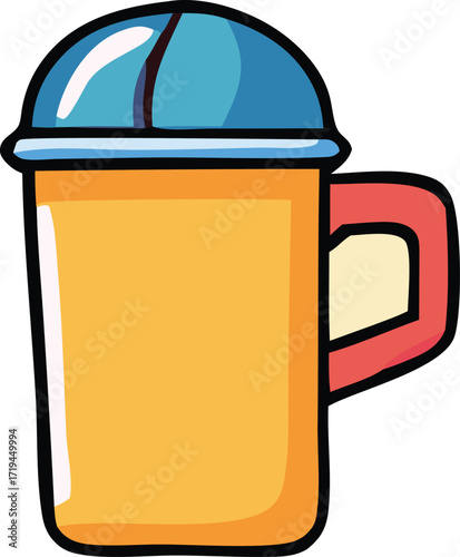 Childs fun sippy cup cartoon style yellow orange blue red handle for easy grip toddler drinkware accessory