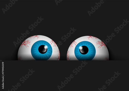 Halloween background with spooky eyeballs design 