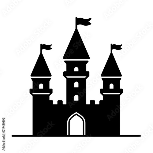 Wallpaper Mural a simple black silhouette of a small medieval castle with three towers Torontodigital.ca