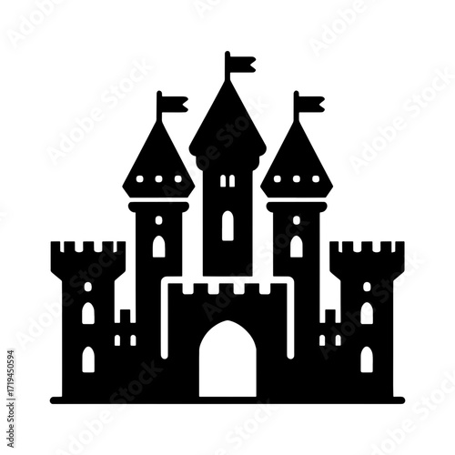 Wallpaper Mural a black silhouette of a medieval castle with three high towers Torontodigital.ca