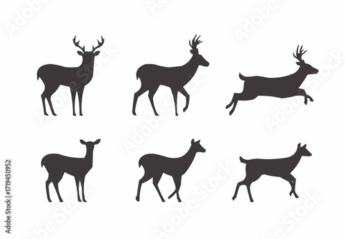set of deer silhouettes