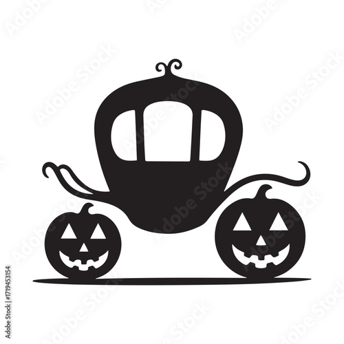 Halloween Old Fashioned Carriage with Spooky Jack-o'-Lanterns as Wheels Vector