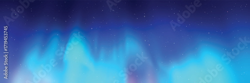 Polar lights, aurora borealis, starry sky, northern landscapes, vector illustration