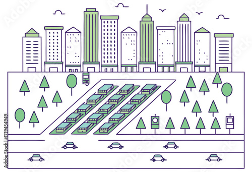Renewable Energy Eco Smart City with Green Architecture – Vector Illustration