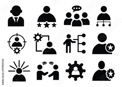 Expert and Consulting Icons Set – Knowledge, Skills, Competence, Mentorship, and Technical Vector Symbols.