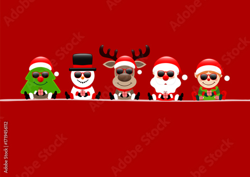 Weihnachtsbaum Schneemann Rentier Santa Und Elf Sonnenbrille Rot