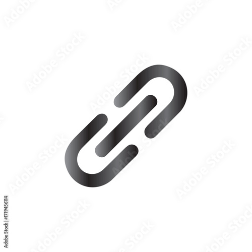 paper clip art, Black Gradient Link Chain Icon on White Background, link, chain, connection, hyperlink, attach bond connection icon, unity, join linked, network, relation symbol, Attach link icon,
