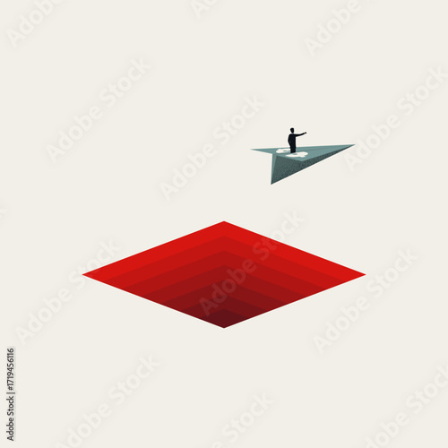 Financial freedom business vector concept. Symbol of overcoming challenge, risk, danger. Minimalist art eps10 illustration