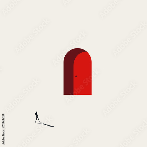 Business woman career opportunity. Challenge and new beginnings. Future success. Minimalist art design eps10 illustration.