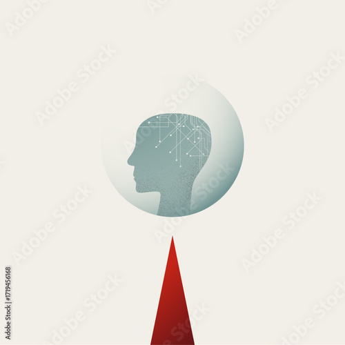AI stock market bubble burst vector concept. Symbol of artificial intelligence, danger, risk. Minimalist art eps10 illustration.