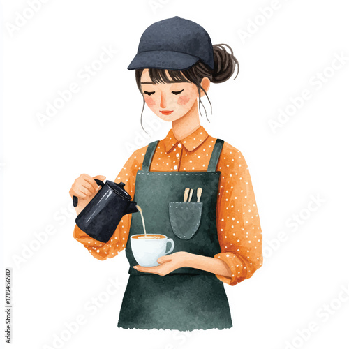 Barista pouring coffee into a cup with focused attention and care.
