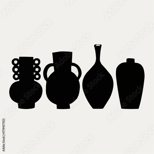 set of vases isolated