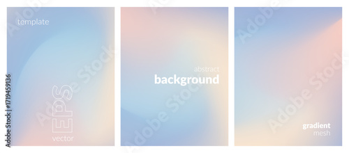 Abstract liquid background set. Gradient mesh. Effect bright color blend. Blurred fluid colorful mix. Modern design template for web covers, ad banners, posters, brochures, flyers. Vector image EPS