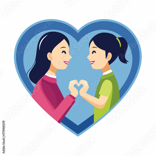 Mother and daughter love heart shape family bond happy moment togetherness.