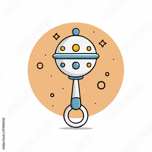 Classic Baby Rattle Toy Illustration.