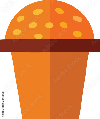 Abstract orange cactus in a pot with sparse spines detailed flat graphic design minimalist art style isolated graphic