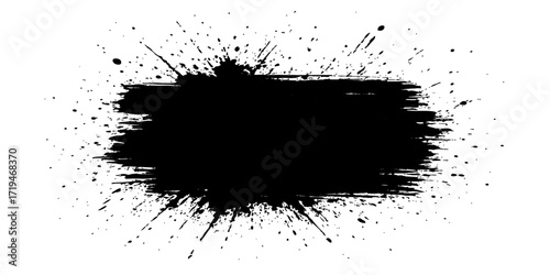 Abstract grunge background with a black ink splat and paint splash texture
