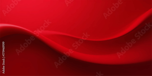 Soft flowing red satin fabric with a wave texture and smooth silk backdrop