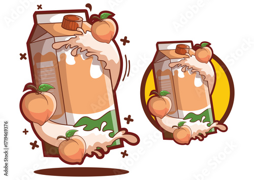 Peach Juice Drink Cartoon Vector Illustration