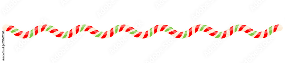 Obraz premium Striped candy cane line. Christmas sweet decoration. Vector illustration isolated on white.