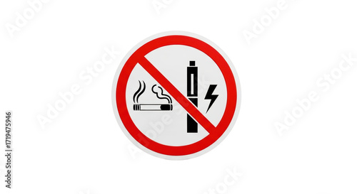 Free Download Isolated warning sign prohibiting traditional cigarettes and vaping devices in an area - GFXLoad