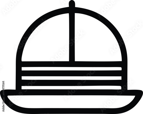 Simple stylized outline of a sailboat with mast and hull silhouette graphic icon art design