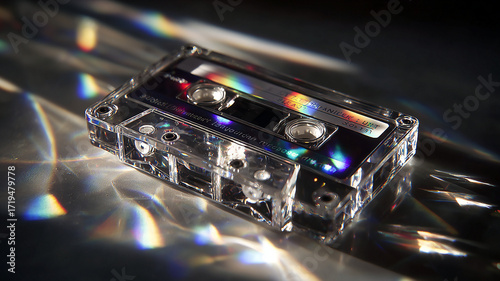 Reflective cassette tape audio retro abstract background