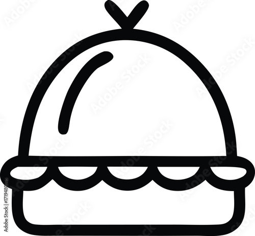 Simple line art icon of a baked pie or tart with decorative top crust and fluted edges perfect for food themes and graphics